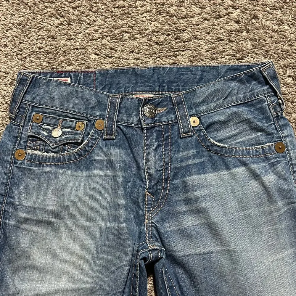 Vintage True Religion Jeans Thick Stitch Ricky Big T y2k Made in USA 31 (33x29)